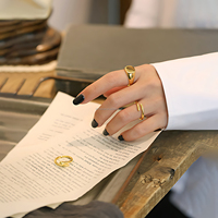 Ensemble d'anneaux empilables minimalistes polis bande ouverte en argent Sterling 925 et chevalière ronde pour les femmes bijoux fins quotidiens