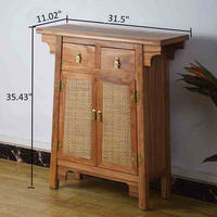 Meuble de rangement d'entrée en bois massif de bouleau, style antique, avec panneaux tressés en rotin, table de séparation de style chinois rétro, Qunshan Y-053 4