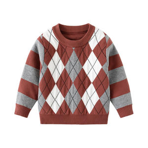 <span class=keywords><strong>Pull</strong></span>-over tendance pour garçon, motif diamant, col rond, nouvelle collection automne-hiver 2024, vente en gros pour enfants - Product Image 5