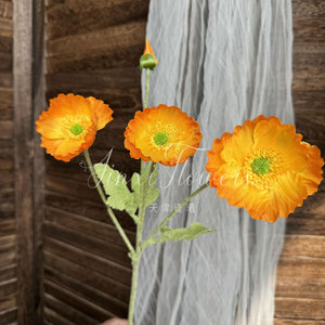 Fleurs artificielles de pavot Jinxi en soie, réalistes, pour vase, décoration de mariage, maison, accessoires de photographie extérieure - Product Image 4