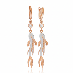 Boucles d'oreilles pendantes en émail Design poisson bijoux fins bijoux turcs faits à la main en gros bijoux en argent Sterling 925 - Product Image 2