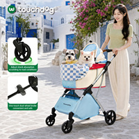 Poussette pliable durable pour animaux de compagnie (chiens et chats) en tissu Oxford respirant, 4 roues, toutes saisons, chariot de transport, faible MOQ, produits pour animaux de compagnie