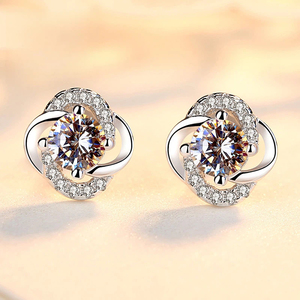 Boucles d'oreilles clous de luxe <span class=keywords><strong>Sunice</strong></span> en argent sterling 999 pour femme, serties de diamants, style japonais et coréen, polyvalentes pour la décoration des oreilles - Product Image 2