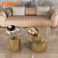 Pfuluo — meuble de salon, petites étagères dorées en acier inoxydable, avec dessus en marbre blanc, table latérale en métal