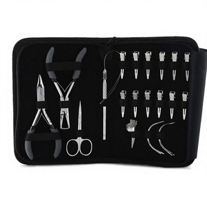 Kit de Herramientas para Extensiones de Cabello, Alicates de Acero Inoxidable para Remover Microperlas, Juego de 4 Agujas Tipo C, Lazo para Tirar, Cortador de Hilo - Product Image 1