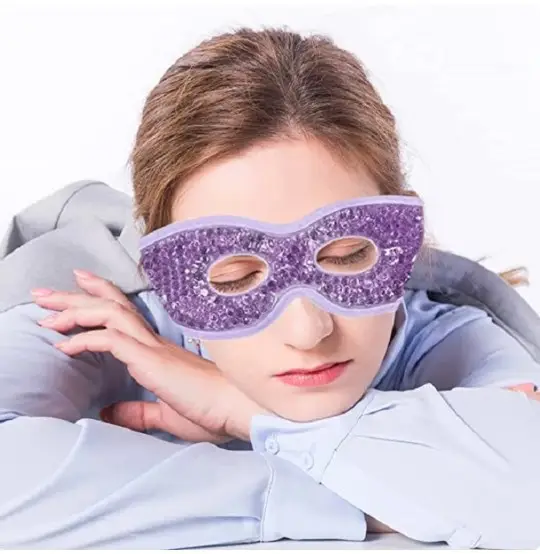 Buz jel göz yüz maskesi sıkıştır çift kullanımlı sıcak soğuk boncuk maskeleri rahatlatmak yorgunluk Anti göz bakımı jel uyku maskesi