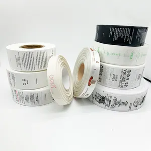 Etichetta per la cura dell'abbigliamento stampata in tessuto di poliestere personalizzato istruzioni in cotone avvertenza etichetta di lavaggio etichette in raso etichetta per la cura del lavaggio