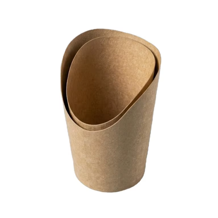 Biodegradable Eco-Friendly Disposable Snack Paper Cup with Kraft Paper for French Fries Holder and Recyclable Packaging