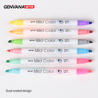 Lot de surligneurs pastel doux double pointe GENVANA en gros pour étudiants, marqueurs fluorescents pour dessin artistique, logo personnalisé OEM
