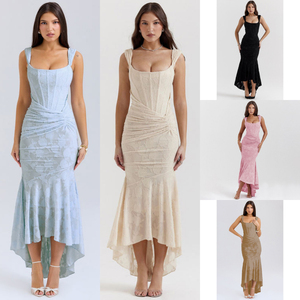 Robes d'été très tendance pour femmes : débardeurs décontractés taille haute sans manches et dos nu, corsets moulants de soirée, jupes longues - Product Image 4