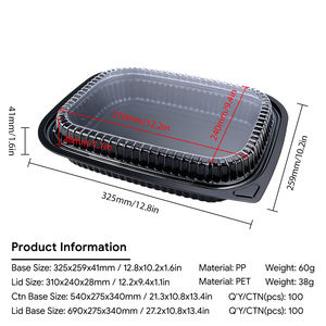 Barquette alimentaire jetable rectangulaire en PP, processus de thermoformage, grande barquette de restauration en plastique noir - Product Image 2