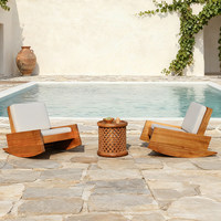 Fauteuil à bascule en bois massif, chaise longue de balcon, chaise de loisirs décontractée, style bohème vintage, pour maison d'hôtes, terrasse extérieure, canapé détachable