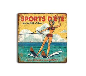 Letrero Metálico Rústico Estilo Americano Vintage con Arte Pin-up de Playa para Decoración de Cafetería - Product Image 4