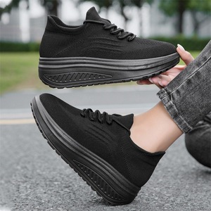 Women's Platform Cushioning <b>Soft</b> Sole Shock Resistant Comfort Breathable Stretch Fabric Upper PU Outsole Sporty <b>Shoes</b> - Product Image 1