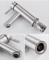 Robinet de bassin d'eau froide monté sur pont en acier inoxydable Nickel brossé de style simple pour chambre à coucher cuisine salle de bain