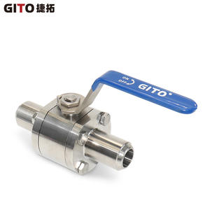 Vanne à boisseau sphérique manuelle en acier inoxydable de qualité BA, trois pièces, haute pression, DN25, soudée, pour milieux aqueux - Product Image 3