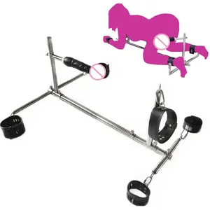 Kneeling Training Tools <b>Leather</b> <b>Handcuffs</b> Ankle Restraint Masturbation Dildo BDSM Collar Bracket Stainless Steel Bondage Frame - Product Image 1
