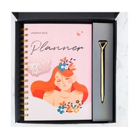 Carnets Personnalisés A5 Couverture Papier Promotion Cadeau Faible MOQ Rose Reliure Rigide Spirale Bande Élastique Agendas Non Datés Quotidiens Hebdomadaires Réunions
