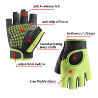 Gants de sport unisexes en nylon personnalisés, anti-transpiration, pour fitness et gym, demi-doigts, avec absorption des chocs, paume réglable, sangle de poignet élastique, pour activités de plein air