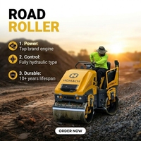 Mini-compacteur routier Kubota Changchai à moteur diesel, 1, 2, 3, 4 tonnes, à double tambour, autoporté, pour asphalte