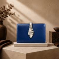 Bolso de Mano Tipo Clutch de Piel Sintética Azul Cobalto con Correa de Pitón, Elegante y Chic para Uso Diario, Personalizable OEM
