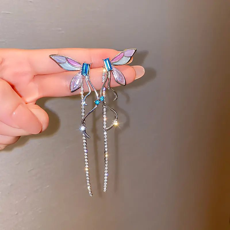 2022 Pearl Crystal Butterfly Tassel Earrings Rhinestone Earrings Weddings Party Jewelry
