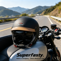 Nouveau casque de moto ouvert Super Rapide en ABS Modèle X6 avec fermeture rapide, option visière et calotte, taille ajustable, toutes saisons