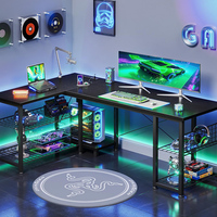 Table de jeu PC moderne en métal en forme de Z avec LED RGB motif fleur de cerisier, haute qualité, pour bureau et usage domestique, inclut un porte-gobelet - Offre Spéciale