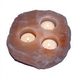 Himalaya-Salz Natürliche Form Umweltfreundlicher Geschnitzter Kerzenhalter mit 3 Löchern Reduziert Stress Entfernt Schimmel/Bakterien Feng Shui Wohndekor - Product Image 3