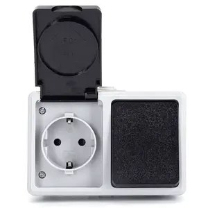 Interruttore e presa per montaggio superficiale, 1 via, colore grigio, ideale per collegare dispositivi elettrici in ambienti domestici e - Product Image 1