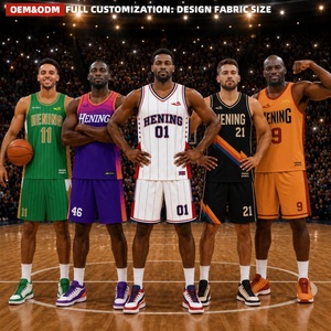 Polyester ademende maillot uniform heren op maat sublimatie Amerikaanse retro jersey shorts groothandel basketbal trainingskleding - Product Image 1