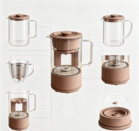 Bouilloire électrique numérique portable en verre, base rotative à 360 degrés, capacité de 600 ml, arrêt automatique pour la cuisine domestique