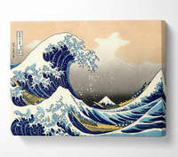 Impression sur toile de la Grande Vague de Kanagawa, cadre en bois tendu abstrait, peinture décorative pour la décoration de la maison, prête à être accrochée