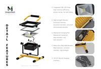 Faro da Lavoro LED Ricaricabile Portatile con Supporto, Batteria Integrata 18650, Caricatore per Auto, per Campeggio Esterno ed Emergenze