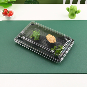 Caixa de Sushi Plástica para Viagem Retangular Descartável Tray de Sushi de Plástico PS Tray de Sushi Japonês Preto com Tampa Transparente - Product Image 5