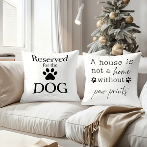 Cuscini Decorativi con Impronte di Zampe per Amanti dei Cani, 'Qui Vivono i Cani Pregiati', 'Benvenuti Cani' - Product Image 4