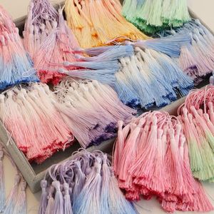 Borlas Teñidas a Mano con Degradado de Colores, Hilo de Poliéster de Seda de Hielo, Colores Mezclados, Estilo Retro, para Marcapáginas, Colgantes de Coche, Accesorios, Regalo - Product Image 3