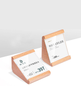 Support de Présentation Jinda Moderne Écologique <span class=keywords><strong>Détachable</strong></span> pour Étiquettes de Prix, en Panneau de Hêtre avec Base Triangulaire en Bois et Finition Vernie - Product Image 3