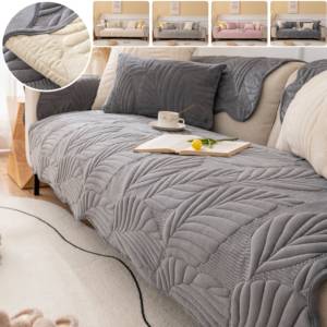 Lait velours feuilles housse de canapé protecteur de coussin antidérapant ajustement universel pour <span class=keywords><strong>fauteuil</strong></span> à canapés sectionnels pour décor de bureau à domicile - Product Image 1