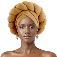 Grand bonnet de tête tressé africain extensible uni Bonnet foulard chapeau turban torsadé pour dames
