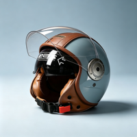 Casque de moto vintage rétro 3/4 ouvert, coque ABS, double visière anti-buée, lentille HD, coussin EPS, doublure en daim, style Cafe Racer