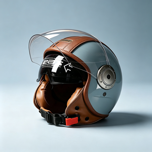 <span class=keywords><strong>Casco</strong></span> de Motocicleta Retro <span class=keywords><strong>Vintage</strong></span> 3/4 Abierto, Carcasa de ABS, Visera Doble Antivaho, Lente HD, Acolchado EPS, Forro de Gamuza, Estilo Cafe Racer - Product Image 1
