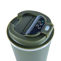 Gobelet isotherme à double paroi en acier inoxydable avec affichage de la température LED, écologique, résistant à l'eau bouillante, pour café, en PP
