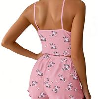 Vêtements de maison pour femmes avec short imprimé fleuri et dos nu, décontractés et pouvant être portés comme pyjamas pour femmes, vêtements de nuit pour femmes