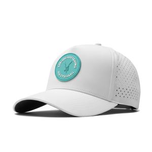 OEM Custom Mesh Perforated <b>Hat</b> Logo 5 Panel Slightly Curved Brim Snapback <b>Waterproof</b> Rubber Patch <b>Golf</b> Cap - Product Image 1