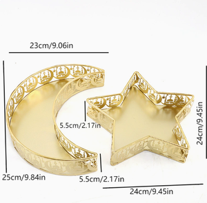 DAMAI 2026 Nuevo Plato de Frutas para Ramadán, Decoración para el Hogar, Adorno para Eid Mubarak, Bandeja de Hierro con Diseño de Luna y Estrella para Aperitivos, Decoración para Ramadán - Product Image 6