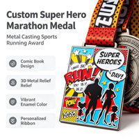 Fabricants de médailles de marathon de super-héros, vente en gros de médailles de récompense en métal, médailles de sport dorées, médailles de course à pied personnalisées pour marathon