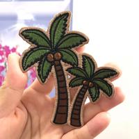 Patch brodé thermocollant personnalisé de haute qualité motif cocotier, badge appliqué palmier tropical pour vêtement