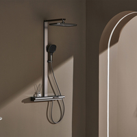 Ensemble de douche thermostatique de luxe gris anthracite en laiton, système de douche de salle de bain avec clavier numérique