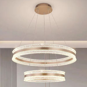 Lustre suspendu rond moderne et minimaliste en acrylique pour salle à manger, cuisine, chambre et salon, source LED, base en fer - Product Image 2